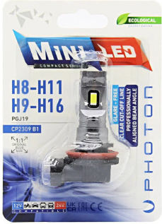 Photon Лампи Автомобила H8 / H9 / H11 / H16 LED 6000К Хладно бяло 12-24V 1бр