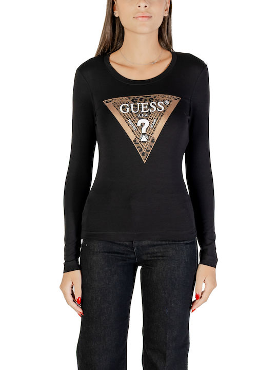 Leo Triangle Women's Cotton Long Sleeve Black Blouse