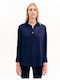 Women's Blouse with V Neckline Blue