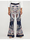 Damen Stoff Hose mit Gummizug Blue