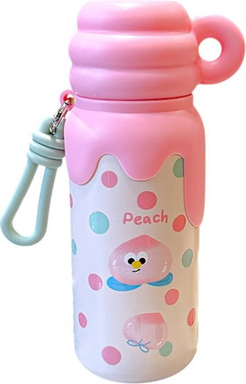 Sticlă Pentru Copii Din Oțel Inoxidabil Cu Capac Cu Filet Antivărsare Roz 420ml