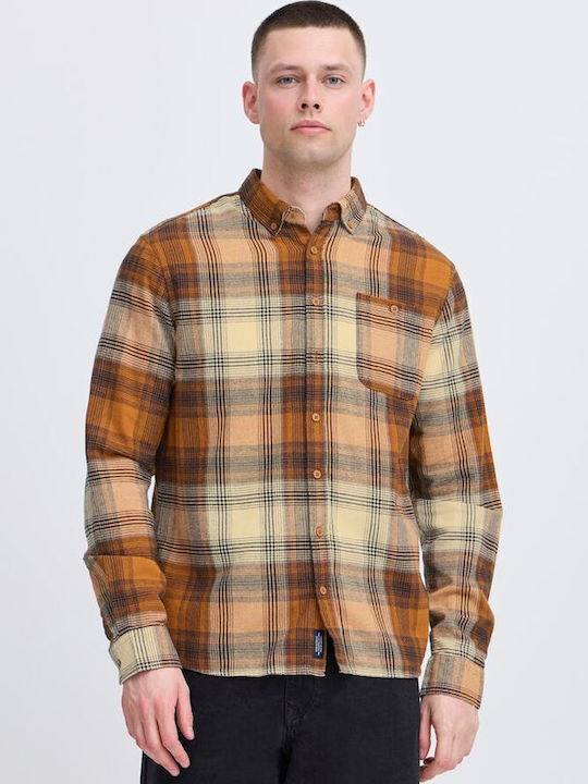 Blend Long-sleeved Shirt Checked Brown