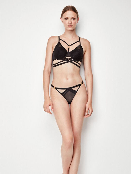 Gisela Underwear Set with Bra & Slip Black