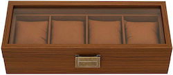 Elegant Wooden Box Storing Organizing 4 Watches Pufo Noble Model Brown Elegant Wooden Box Storing Organizing 4 Watches Pufo Noble Model Brown
