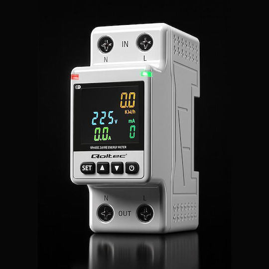 Qoltec Energy Analyzer Electric Panel Digital Rail Single-Phase Wi-Fi Tuya 50981