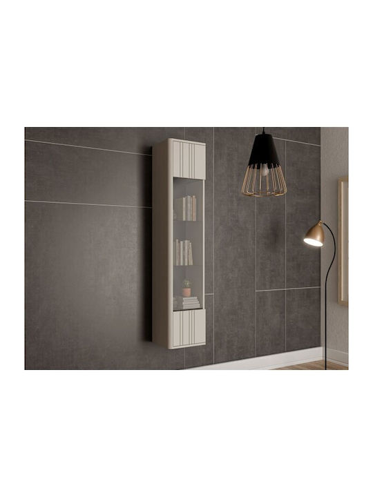 Dormele 104 Wand Wohnzimmer Vitrine aus Holz mit Glas Braun 36x31x164cm
