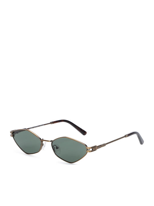 JohNocera Women's Sunglasses with Gold Metal Frame and Green Lens RUMBLE271-C6-5517