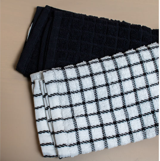 White Fabric Prosop din 100% Bumbac în Culoarea Negru 41x66cm 2buc