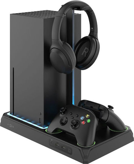 Fixed Console & Controller Stand for 2 Xbox Series X/S Controllers Black