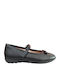 Kids Anatomic Leather Ballerinas with Hoop & Loop Closure Black