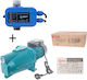 Pachet Promoțional Pompă de Apă de Suprafață Ddt Jet100l 1500 W Fontă Bobinaj 100% Cupru + Presostat Electronic Automat Ddt Ls1 1.1kw 10 Bar