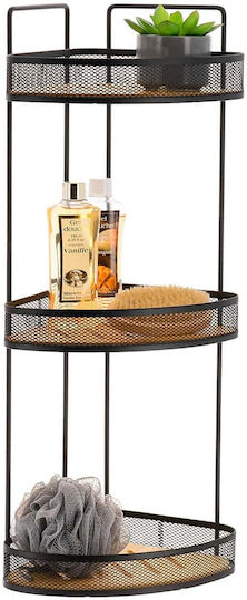 Eurocasa Ecke An der Wand montiert Badezimmerregal Metallisch mit 3 Regalböden 20x20x61cm Schwarz