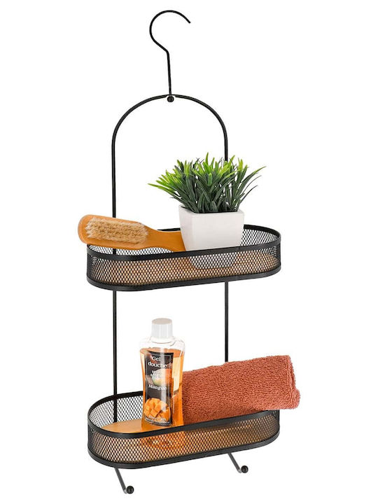 Eurocasa Wall Mounted Bathroom Shelf Metallic 11.5x25x63cm Black