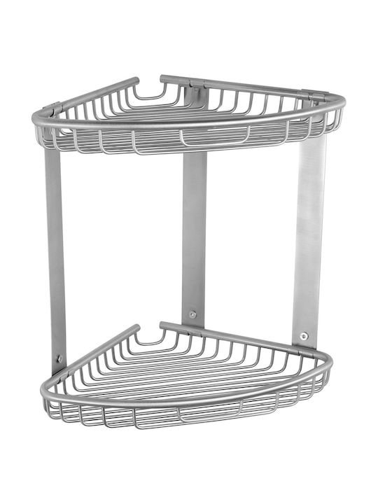 Karag Reti Corner Wall Mounted Bathroom Shelf Metallic 21x21x27cm Silver