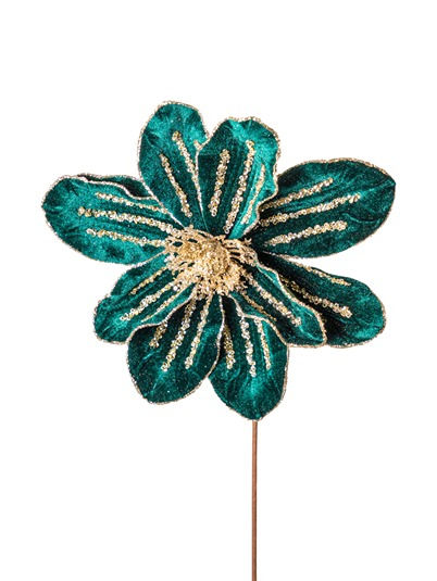 Weihnachtskranz Blume Samt Smaragd 25x50cm
