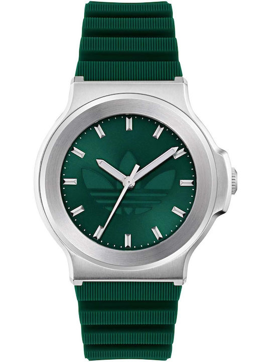 adidas Three Women's Watch with Green Rubber Strap