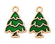 Metallic Christmas Tree Pendant Gold Enamel 20x13.5mm 10pcs