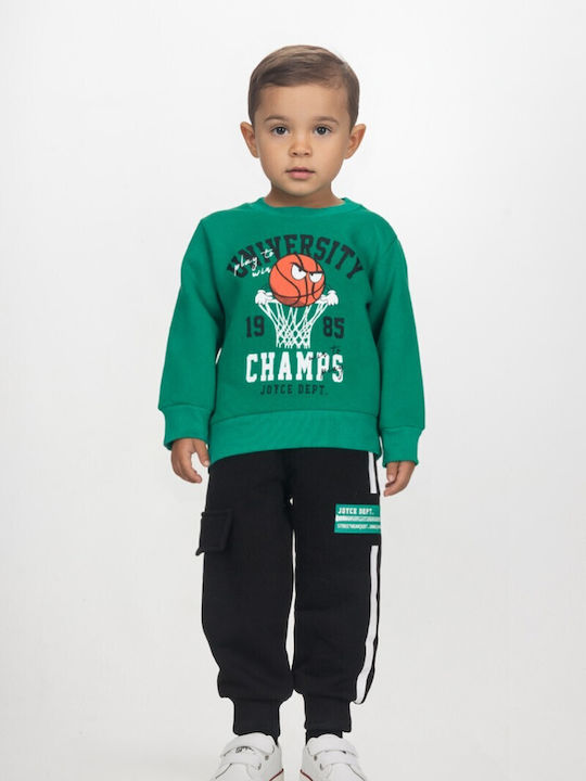 Joyce Kids Sweatpants Set Green Basketball