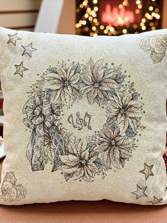 Linea Home Christmas Decorative Square Pillowcase Beige 45x45cm
