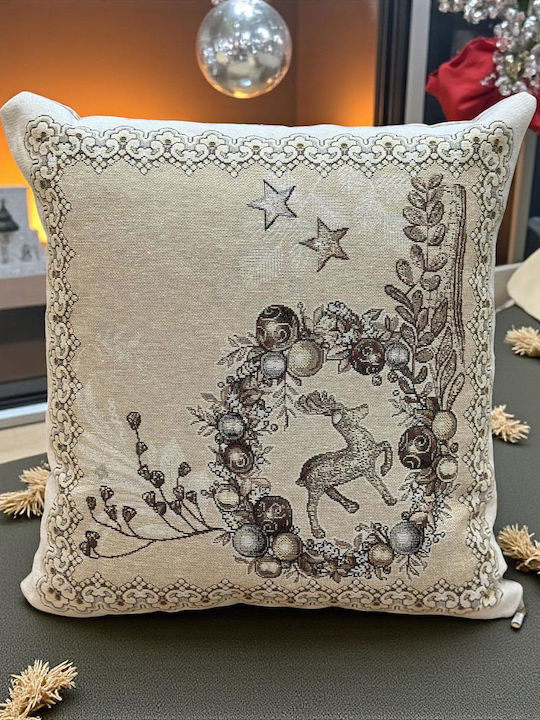 Linea Home Christmas Decorative Square Pillowcase Beige 45x45cm