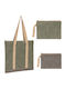 Set 3 Organizer Bags Belle Vous Zipper Various Sizes Travel Makeup Tools Stationery Polyester Green