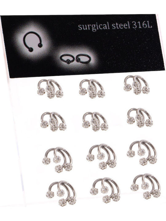 Ro-Ro Accessories Horseshoe Disco Ball Bar Piercing Earring Made of Silver Steel