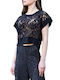 Damen Pullover mit Spitze Black