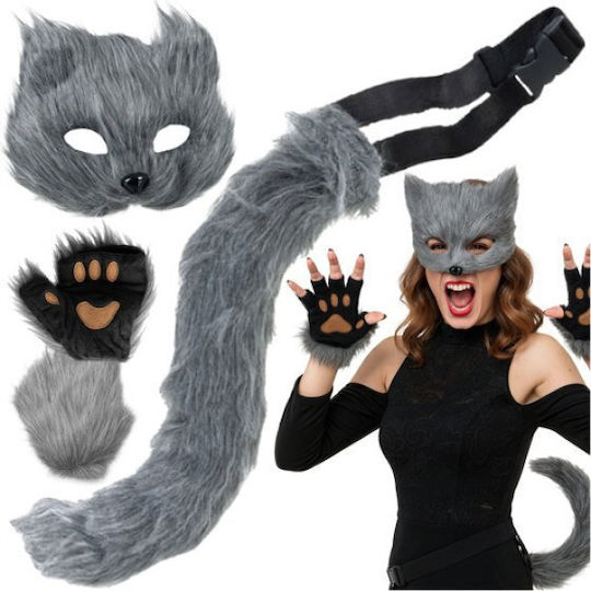 Ruhhy 4-teiliger Katzen-Fuchs-Kostüm Grau 26247 18620-0