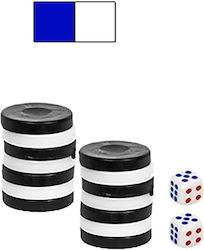 ToyMarkt Wooden Checkers for Backgammon White-blue