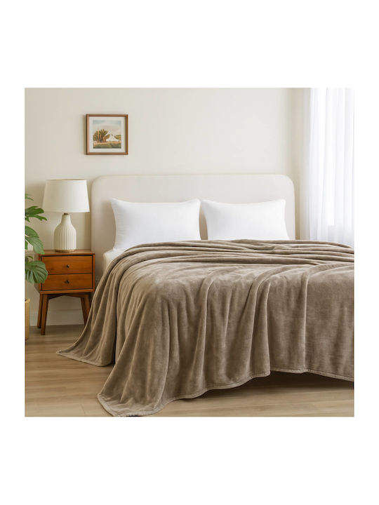 Astron Italy Velvet Blanket Queen Size 220x240cm Beige