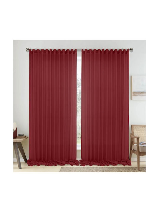Lino Home Κουρτίνα με Τρέσα Κόκκινη 150x295εκ.