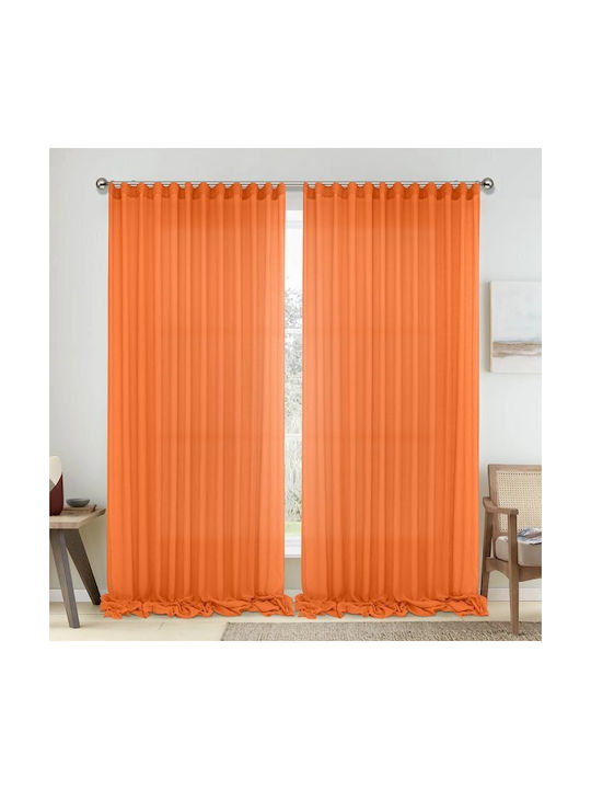 Lino Home Κουρτίνα με Τρέσα Πορτοκαλί 150x295εκ.