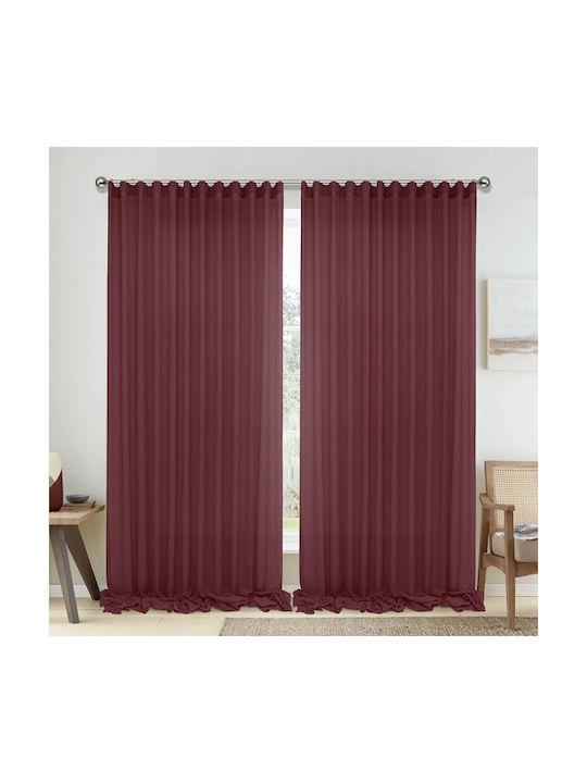 Lino Home Κουρτίνα με Τρέσα Μπορντό 150x295εκ.