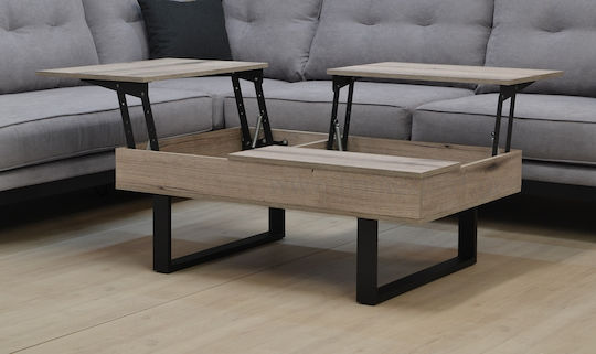 Central Coffee Table with Lifting Mechanism Gray