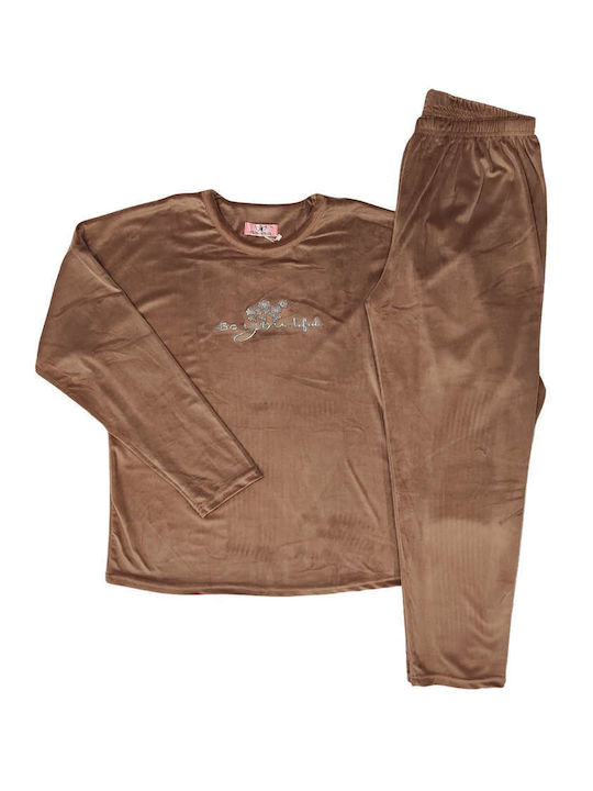 Pijamangel Winter Women's Pyjama Set Brown