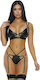 Leather Sexy Lingerie Set Embossed Leopard Design Forplay Spotlight Cheetah Lingerie Set Black 2pcs