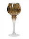Kaemingk Candle Holder Glass in Gold Color 10.5x30cm 1pcs