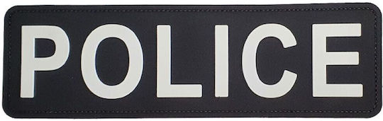 Police Back Badge PVC 25.5 x 7.5 cm Black White