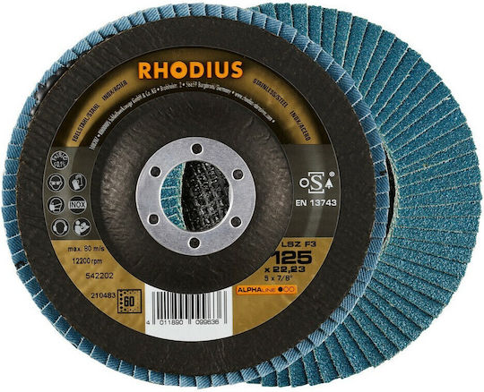 Rhodius Lsz-f3 Grinding Disc Flap Metal Inox 125mm No 60