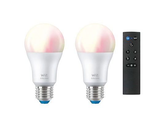 WiZ Smart Λάμπες LED 9W για Ντουί E27 και Σχήμα A60 Θερμό Λευκό 810lm 2τμχ