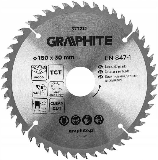 Graphite Schneidscheibe Holz mit 48 Zähnen 160mm