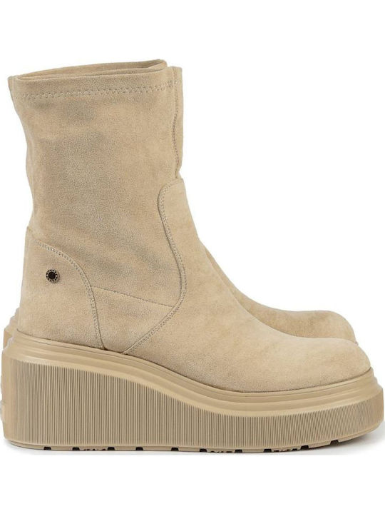 Wildleder Stiefeletten Damen Beige