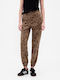 Παντελόνι Φόρμας με Λάστιχο Fleece Leopard Brown