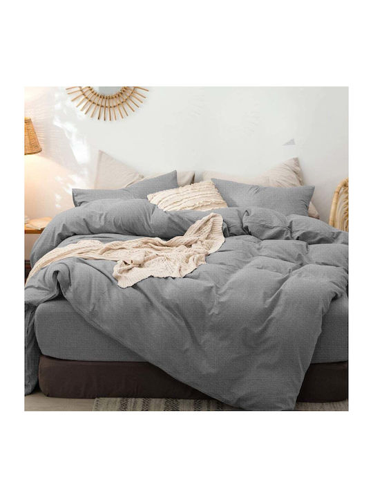 Saray Home Duvet Cover Set Single with Pillowcase 160x240 Rain Grey