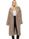 Damen Grey-Brown Mantel Teddy mit Knöpfen