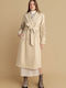 Femeie White Palton cu Curea