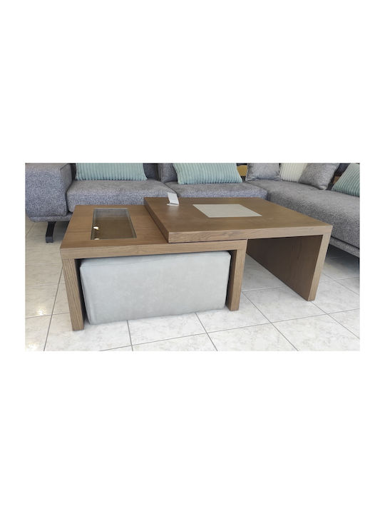 Homexpert Rectangular Central Coffee Table Sofia Wooden with Drawers Oak M80xL145cm
