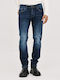 Men's Elastic Jeans Pants with Regular Straight Fit Blue
