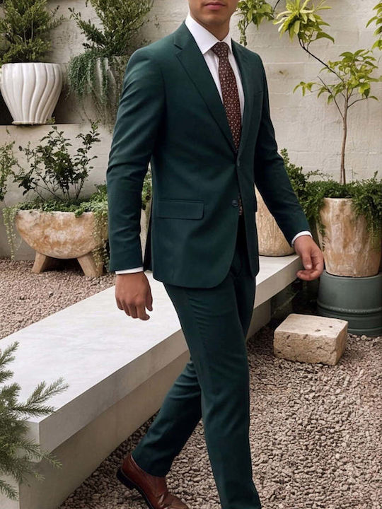 Ανδρικό Κοστούμι με Στενή Εφαρμογή Green