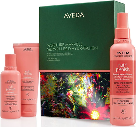 Aveda Moisture Marvels Nutriplenish Hydrating Essentials Light Hair Care Set for Thin Hair with Shampoo & Conditioner 3 Pieces